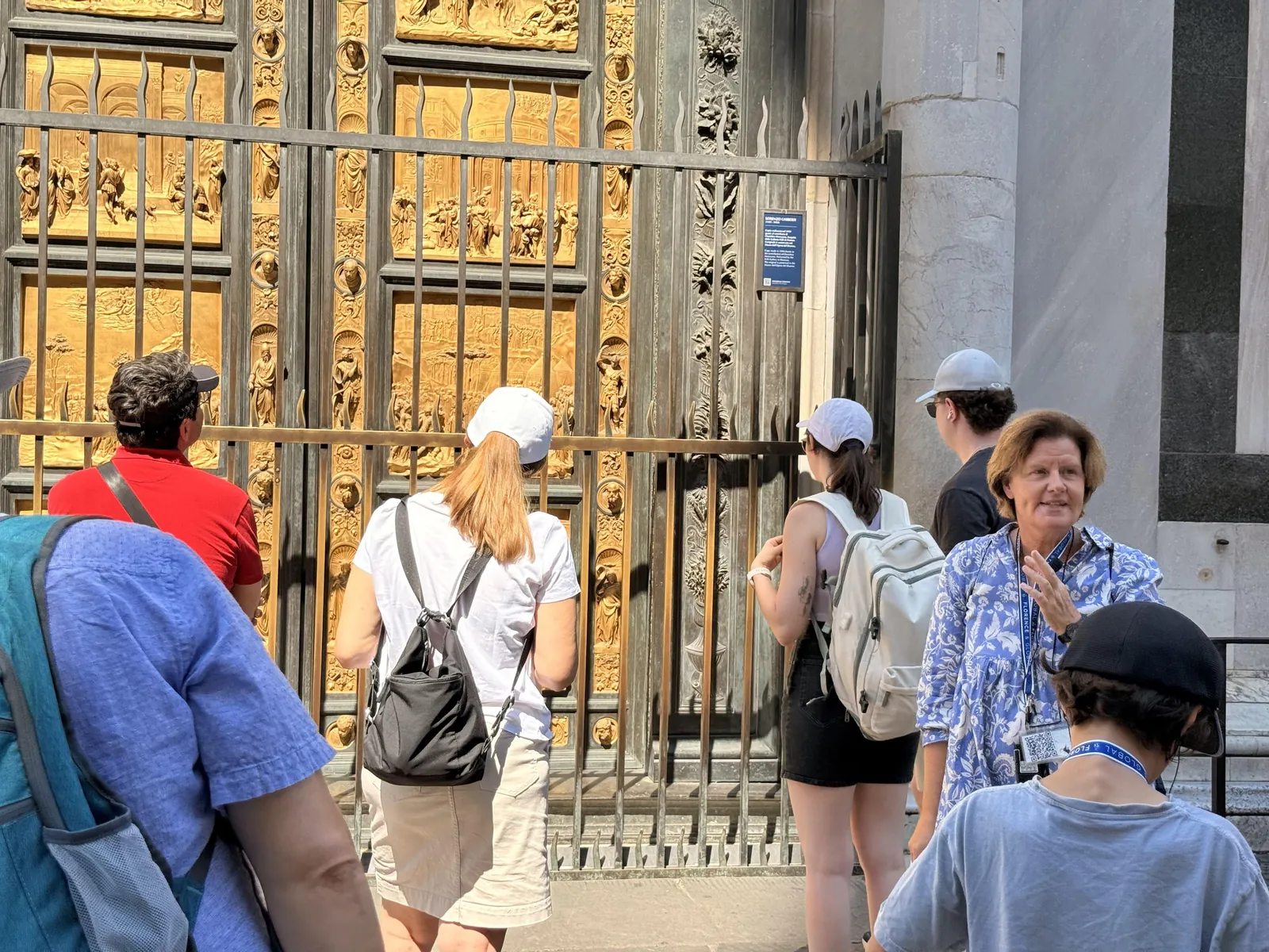 Group looking at the Gates of Paradise on the Florence Baptistery