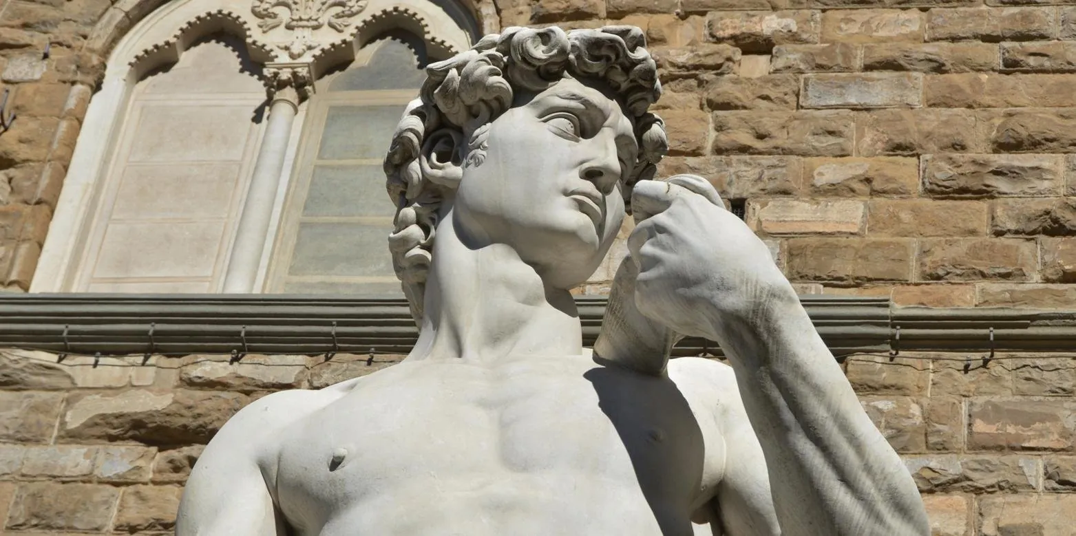 The replica of David outside Palazzo Vecchio in Piazza della Signoria
